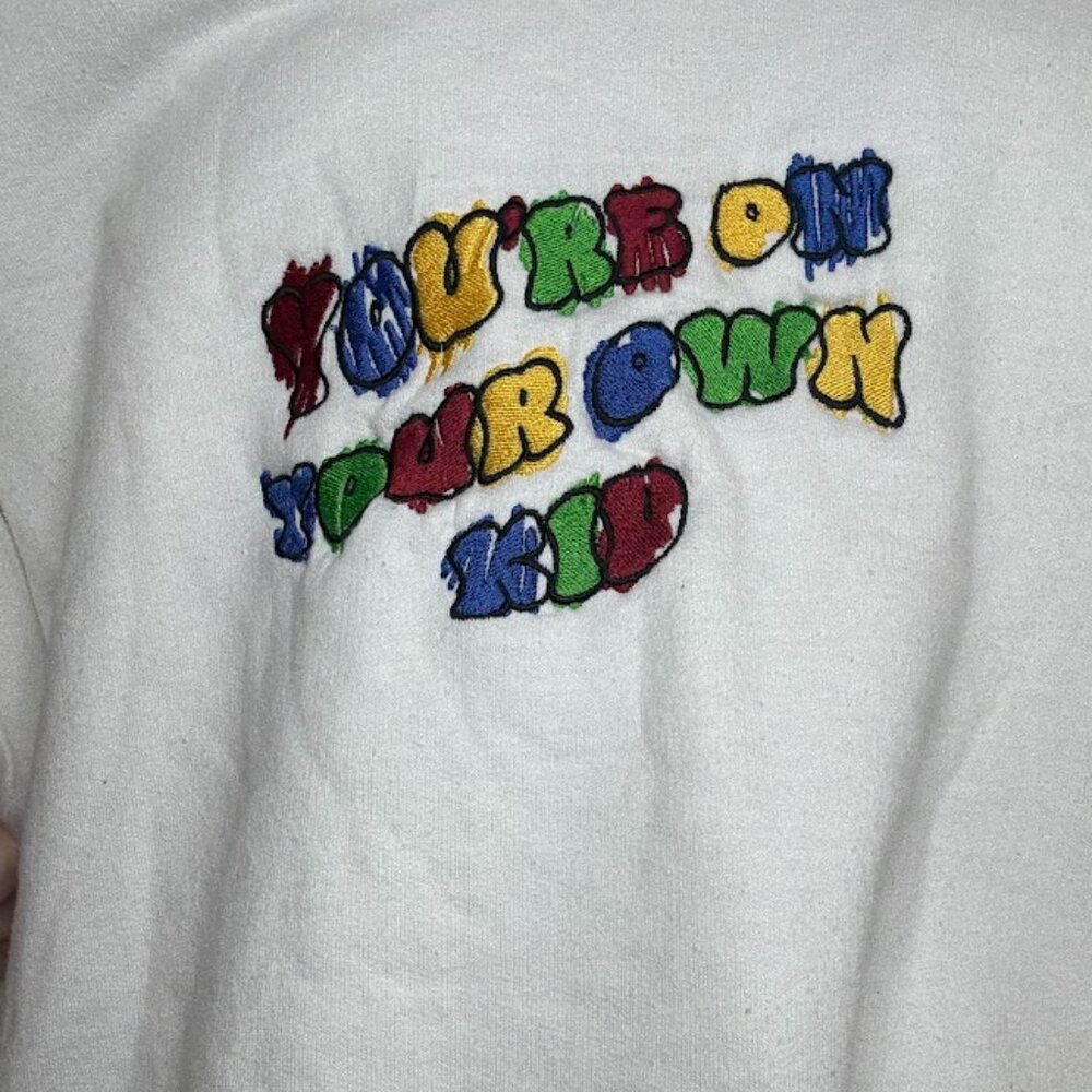 Taylor Swift inspired embroidered crew neck sweatshirt, size medium, white